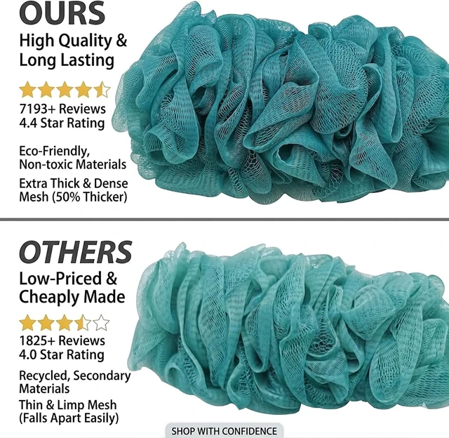 Alt view image 2 of 7 - Extended Handle Back Scrubber Bath Body Brush with Loofah on a Stick