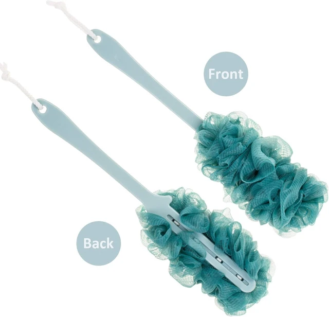 Alt view image 3 of 7 - Extended Handle Back Scrubber Bath Body Brush with Loofah on a Stick
