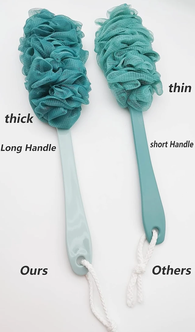 Alt view image 7 of 7 - Extended Handle Back Scrubber Bath Body Brush with Loofah on a Stick