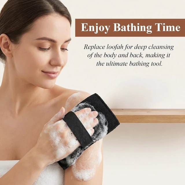 Alt view image 3 of 7 - Exfoliating Shower Towel Set Body Scrubber Exfoliator