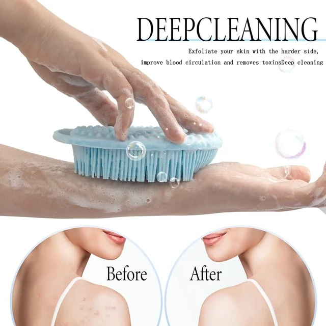 Alt view image 5 of 7 - Gentle Skin Care Bath Tool with Quick Lathering, Soft Exfoliating Loofah for Shower, Silicone Body Scrubber Set