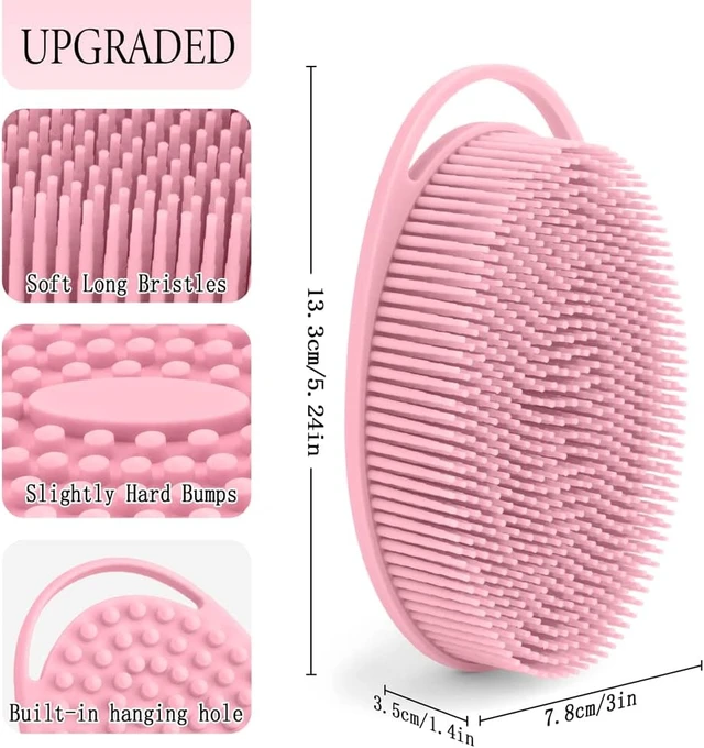 Alt view image 3 of 7 - Gentle Skin Care Bath Tool with Quick Lathering, Soft Exfoliating Loofah for Shower, Silicone Body Scrubber Set