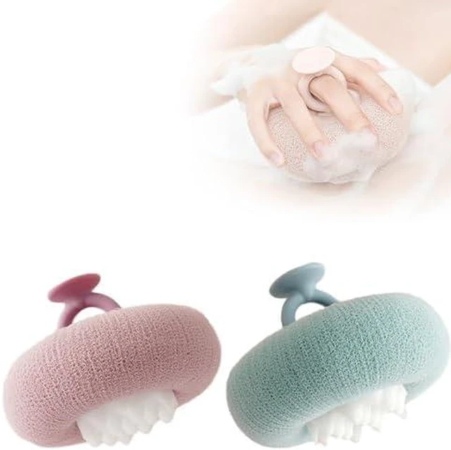 Main image of 2 in 1 Exfoliating Shower Pouf with Soft Mesh Loofah for Women and Men, Sunflower Suction Cup Bath Sponge
