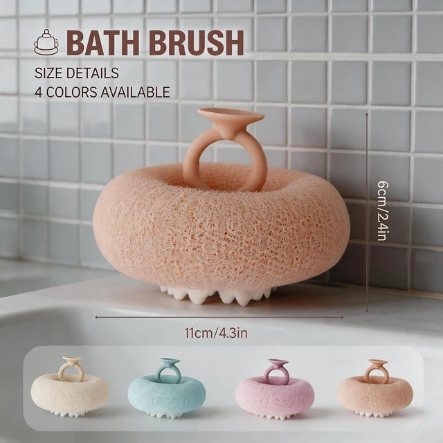Alt view image 3 of 7 - 2 in 1 Exfoliating Shower Pouf with Soft Mesh Loofah for Women and Men, Sunflower Suction Cup Bath Sponge