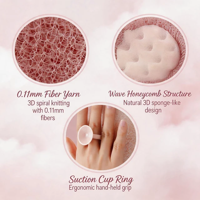 Alt view image 5 of 7 - 2 in 1 Exfoliating Shower Pouf with Soft Mesh Loofah for Women and Men, Sunflower Suction Cup Bath Sponge