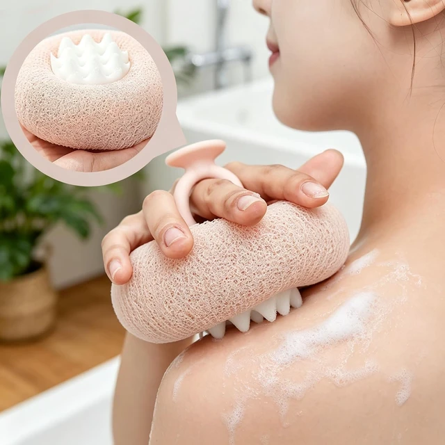 Alt view image 7 of 7 - 2 in 1 Exfoliating Shower Pouf with Soft Mesh Loofah for Women and Men, Sunflower Suction Cup Bath Sponge