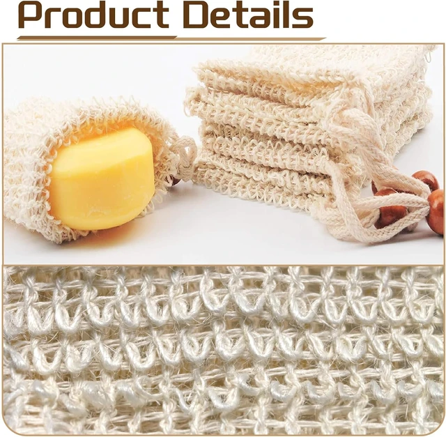 Alt view image 3 of 7 - Fast Drying, Reusable Shower & Bath Body Scrubber, Sisal Soap Saver Bags - Exfoliating Foaming Mesh Bar Soap Pouch with Drawstring