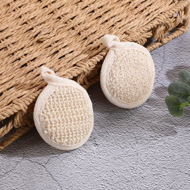 Alt view image 2 of 7 - Double Pack Exfoliating Body Scrubber Towels with Loofah Texture for Shower Back Neck Shoulders Deep Cleaning Rich Lather Bath Accessories