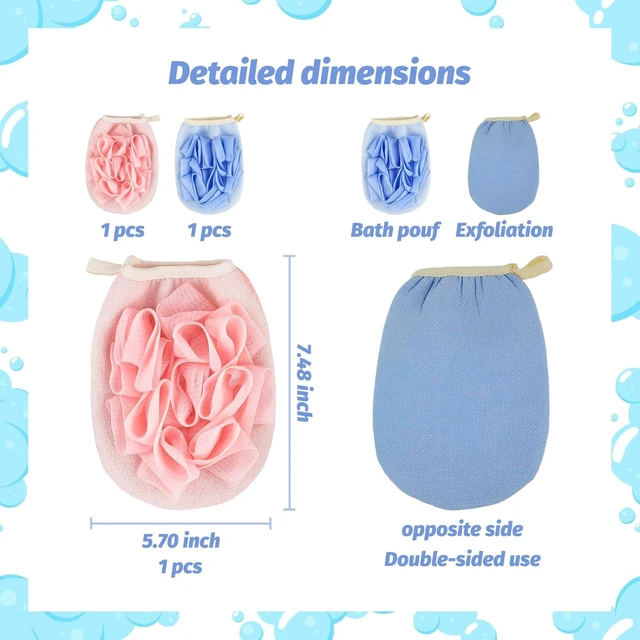 Alt view image 2 of 4 - Double Sided Bath Exfoliating Gloves with Loofah Sponge and Frosted Texture for Dead Skin Removal