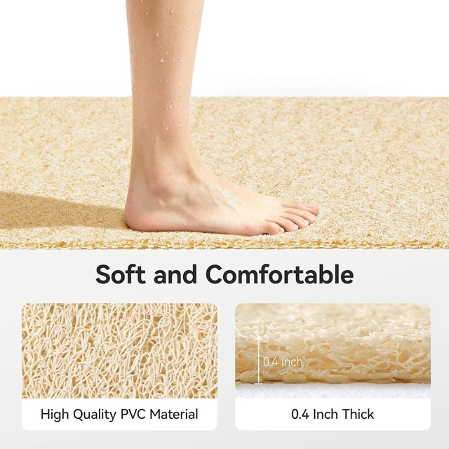 Alt view image 5 of 7 - Phthalate-Free PVC Bath Rug with Drainage Holes for Quick Drying in Wet Areas, Soft Textured Non-Slip Shower & Tub Mat
