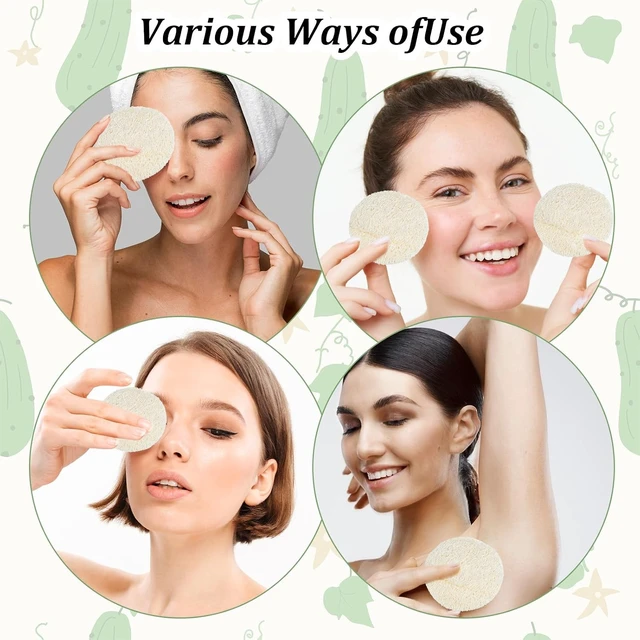 Alt view image 4 of 7 - Cleansing Face Pad for Women Men, Body & Face Exfoliating Scrub Pads for Makeup and Dead Skin Removal, Natural Loofah Sponge Pads for Facial Washing