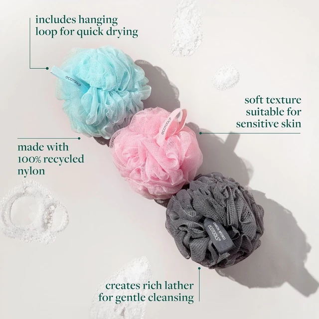 Alt view image 3 of 7 - Shower Poufs, EcoPouf Bath Sponge Set