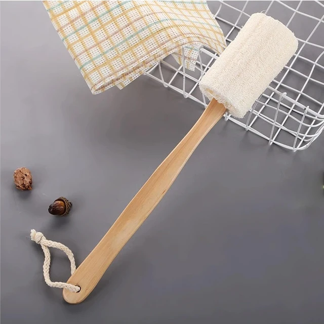 Alt view image 7 of 7 - Long Handle Back Scrubber with Loofah Sponge for Shower Bath Exfoliating Body Brush Eco-Friendly
