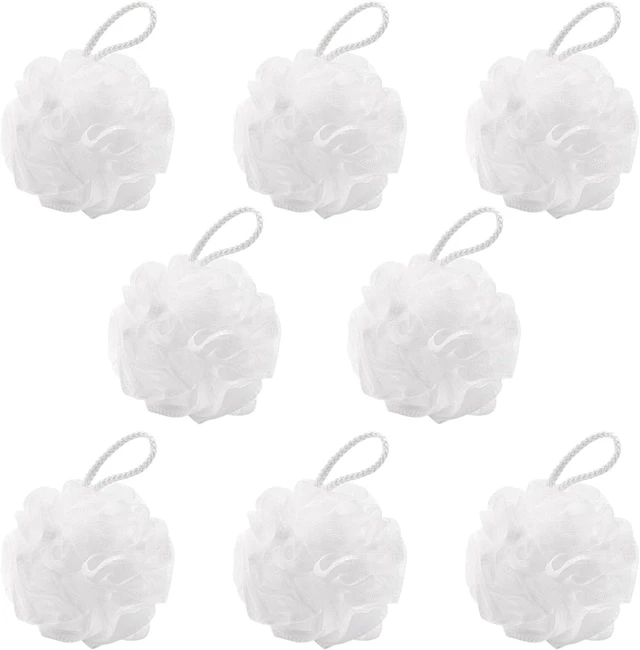 Main image of Mesh Pouf Exfoliating Shower Puff, Small Loofah Travel Size Bath Sponge Set