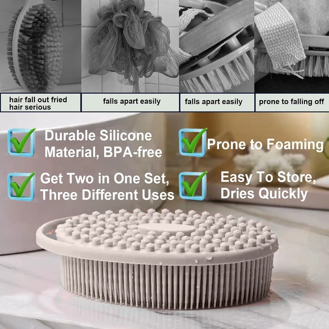 Alt view image 2 of 7 - Easy Clean Shower Loofah, Dual-Sided Soft Silicone Body Exfoliator - Gentle Bath Scrubber Brush for Sensitive Skin