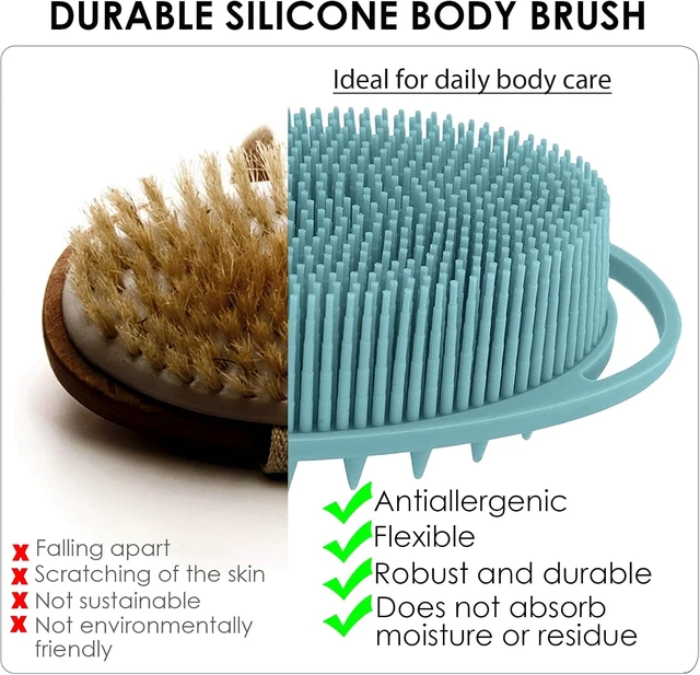 Alt view image 3 of 7 - Easy Clean Shower Loofah, Dual-Sided Soft Silicone Body Exfoliator - Gentle Bath Scrubber Brush for Sensitive Skin