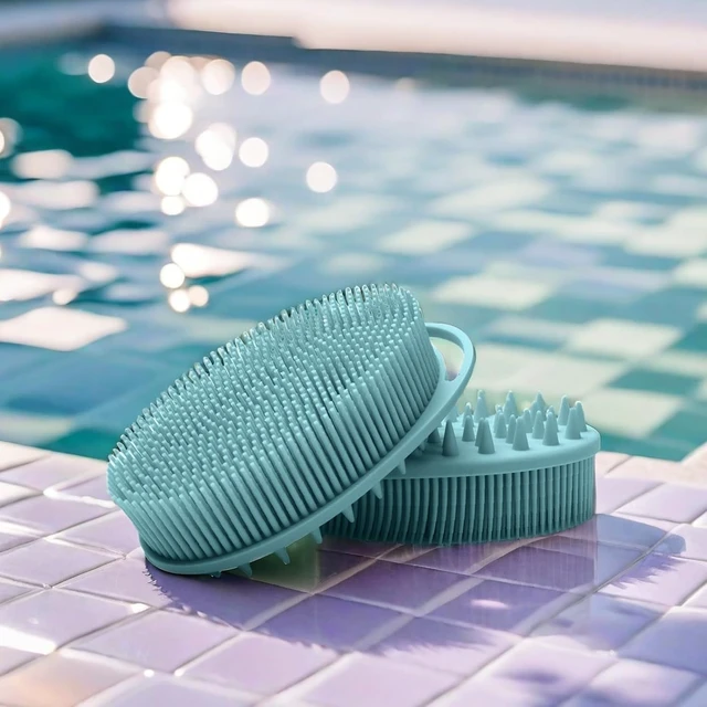 Alt view image 5 of 7 - Easy Clean Shower Loofah, Dual-Sided Soft Silicone Body Exfoliator - Gentle Bath Scrubber Brush for Sensitive Skin