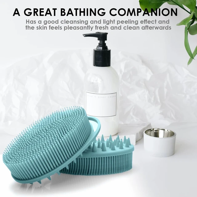 Alt view image 6 of 7 - Easy Clean Shower Loofah, Dual-Sided Soft Silicone Body Exfoliator - Gentle Bath Scrubber Brush for Sensitive Skin