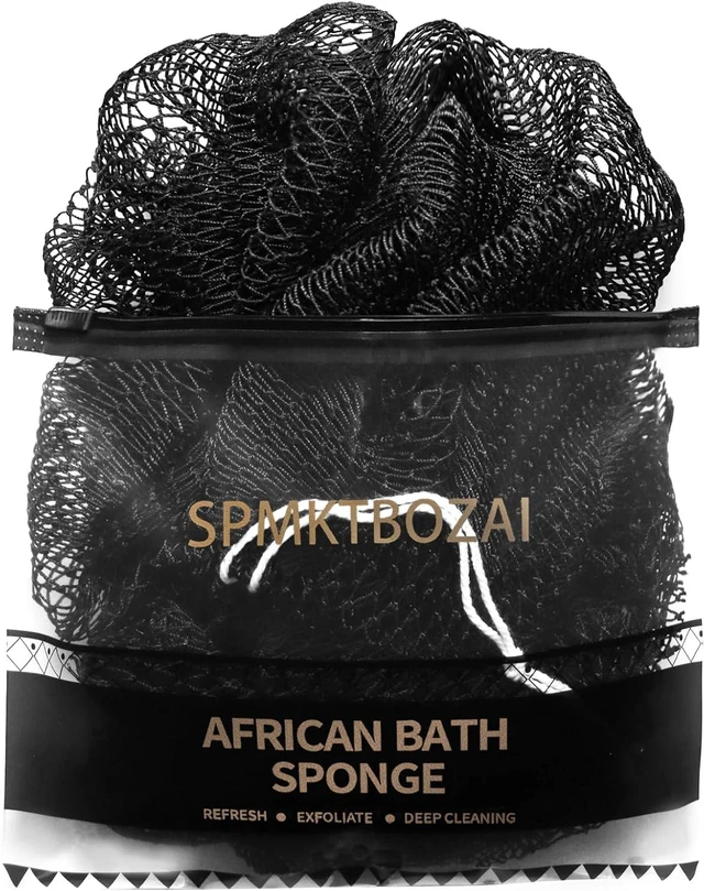 Main image of Genuine African Net Sponge Long Body Exfoliator Traditional Washcloth for Dead Skin Removal & Smooth KP Quick-Dry Loofah Substitute for Men and Women