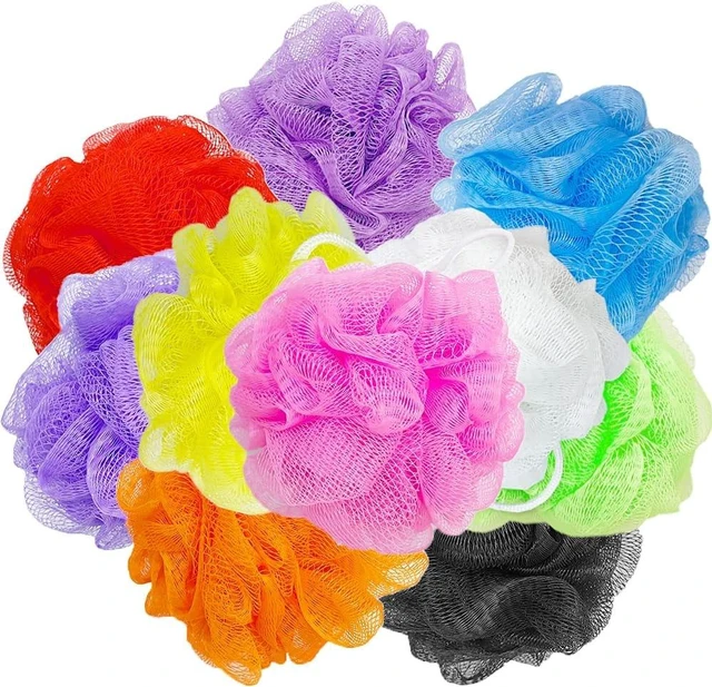 Main image of Mesh Bath Loofah Sponge Pouf Exfoliating Body Wash Scrubber for Kids Women Men