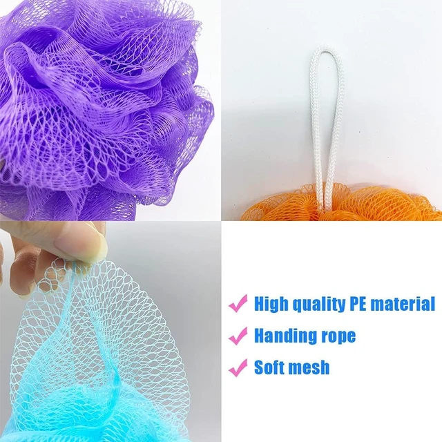 Alt view image 6 of 7 - Mesh Bath Loofah Sponge Pouf Exfoliating Body Wash Scrubber for Kids Women Men