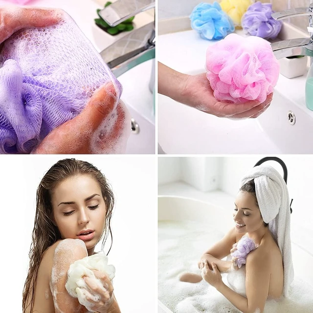 Alt view image 7 of 7 - Mesh Bath Loofah Sponge Pouf Exfoliating Body Wash Scrubber for Kids Women Men