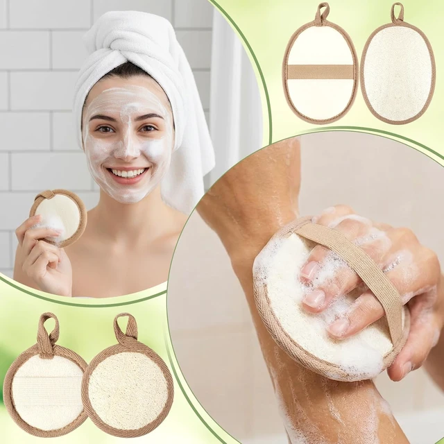 Alt view image 3 of 7 - Face Scrub Sponge & Facial Cleansing Pads for Skin Deep Clean, Natural Loofah Exfoliating Body Scrubber