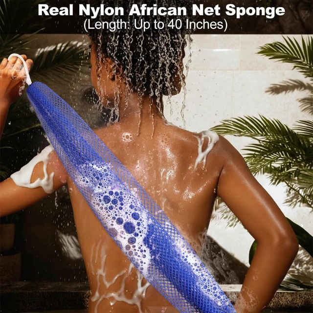 Alt view image 2 of 7 - Genuine African Net Sponge Afro Exfoliating Bath Loofah Scrubber for Shower Body Back Cleaning