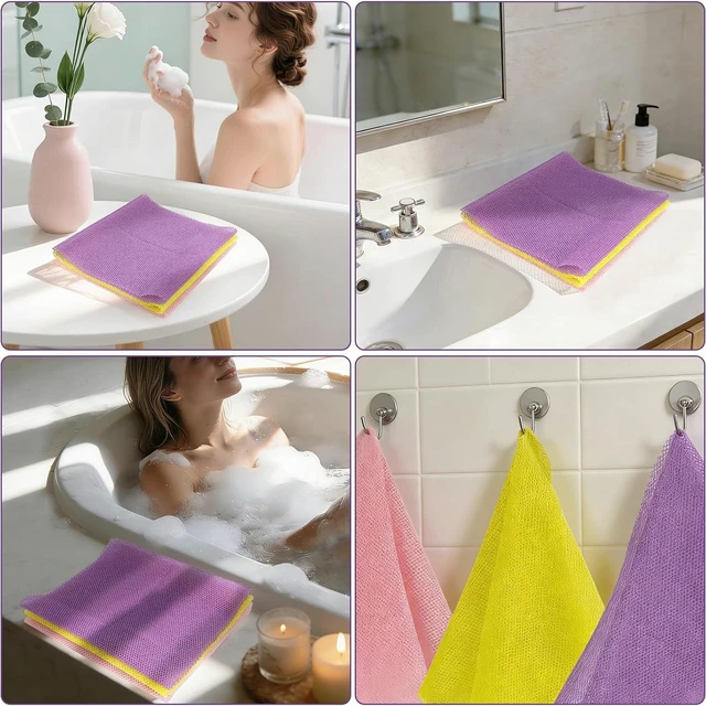 Alt view image 5 of 5 - Gentle on Most Skin Types, Set of 3 African Exfoliating Washcloths - Deep Cleansing Body Scrubber Towels for Daily Shower & Skin Care