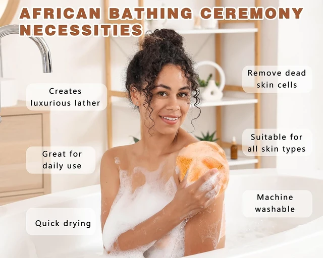 Alt view image 4 of 7 - African Net Sponge Exfoliating Body Scrubber Bath Sponge for Daily Use