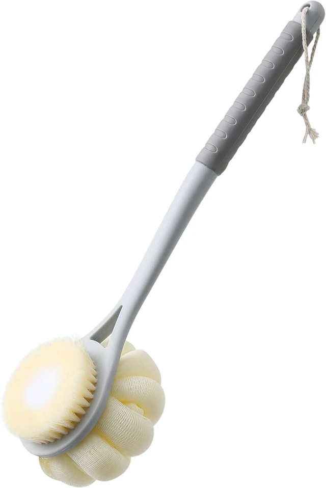 Main image of Soft Bristle Loofah Back Scrubber with Bath Mesh Sponge for Shower Body Cleaning