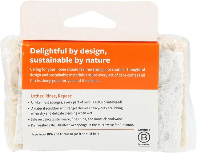 Alt view image 3 of 7 - Natural Dish Scrubber, Eco-Friendly Plant-Based Loofah Sponges