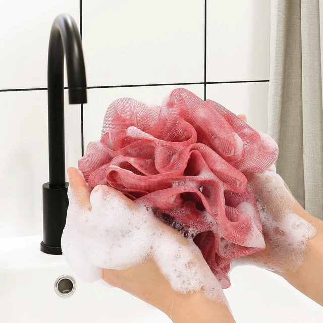 Alt view image 4 of 7 - Mesh Loofah Sponge Body Scrubber Exfoliating Bath Pouf Shower Sponges