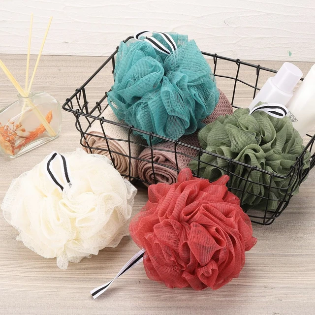 Alt view image 7 of 7 - Mesh Loofah Sponge Body Scrubber Exfoliating Bath Pouf Shower Sponges