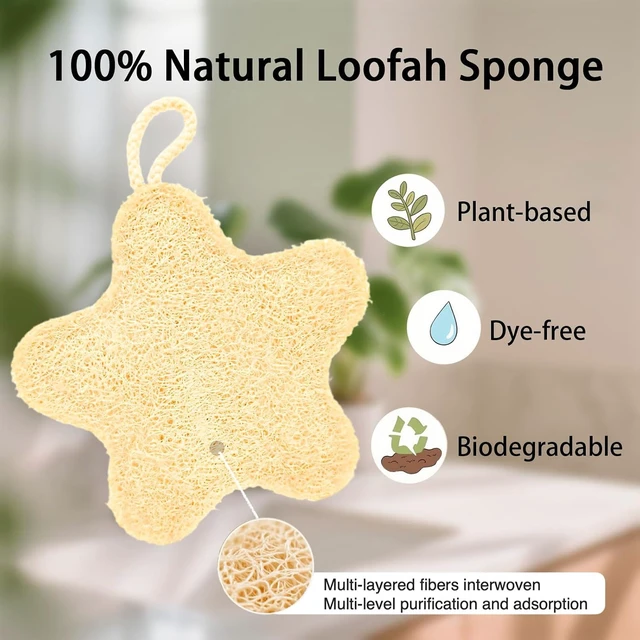 Alt view image 2 of 6 - Suitable for All Hand Sizes, Eco-Friendly Dye-Free Luffa Scrubber with Cute Cartoon Shapes, Plant-Based Natural Loofah Shower Sponge for Body Exfoliation