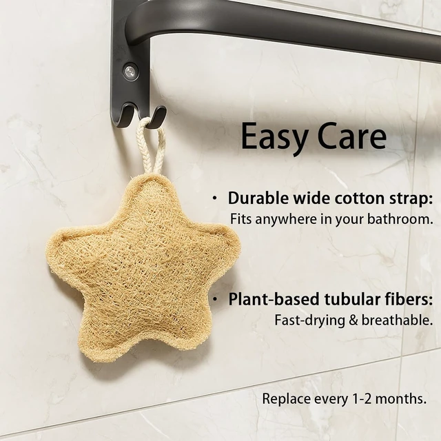 Alt view image 5 of 6 - Suitable for All Hand Sizes, Eco-Friendly Dye-Free Luffa Scrubber with Cute Cartoon Shapes, Plant-Based Natural Loofah Shower Sponge for Body Exfoliation