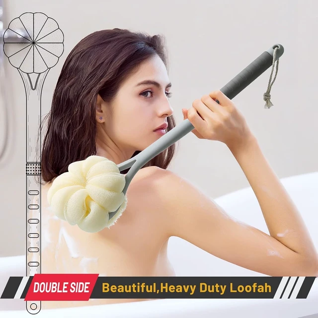 Alt view image 2 of 6 - Soft Bristle Loofah Back Scrubber with Bath Mesh Sponge for Shower Body Cleaning