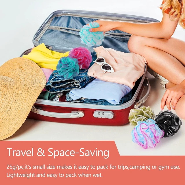 Alt view image 4 of 7 - 12Pcs Mini Loofah Travel Size Bath Sponge Shower Puff Mesh Pouf Exfoliating Bath Scrunchies