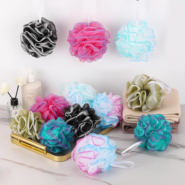 Alt view image 7 of 7 - 12Pcs Mini Loofah Travel Size Bath Sponge Shower Puff Mesh Pouf Exfoliating Bath Scrunchies