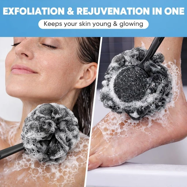 Alt view image 3 of 7 - Shower Loofah Bath Tool, Long Handle Back Scrubber & Body Exfoliating Brush for Men and Women