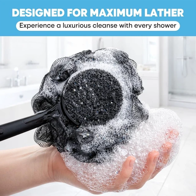 Alt view image 4 of 7 - Shower Loofah Bath Tool, Long Handle Back Scrubber & Body Exfoliating Brush for Men and Women