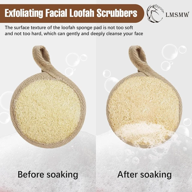 Alt view image 5 of 5 - Shower Bath Use for Men & Women, Natural Luffa Facial Exfoliating Scrubber Pads - Manual Face Cleansing Sponge Brush for Deep Clean Skin