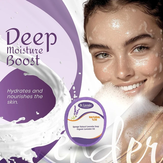 Alt view image 5 of 7 - and Blackheads, Dead Skin, DR.LAVENDER Essential Oil Sponge Scrubber - Dual-Use Exfoliating Body Wash & Massage Bar for Cellulite