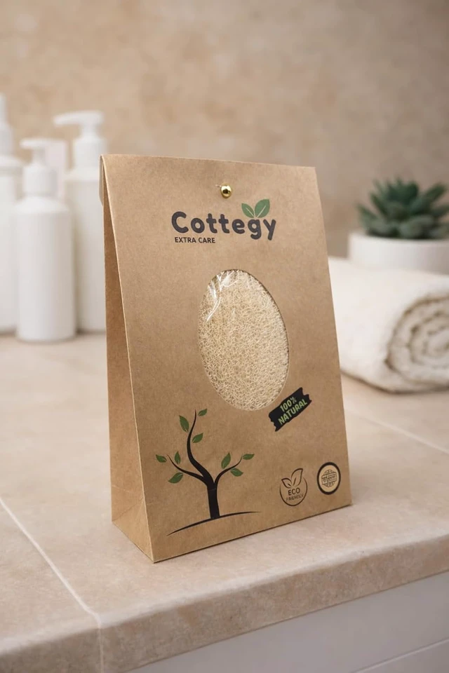 Alt view image 2 of 7 - Pure Natural Egyptian Loofah Body Scrubber for Gentle Exfoliation - Eco-Friendly Bath Sponge for Face & Skin Care