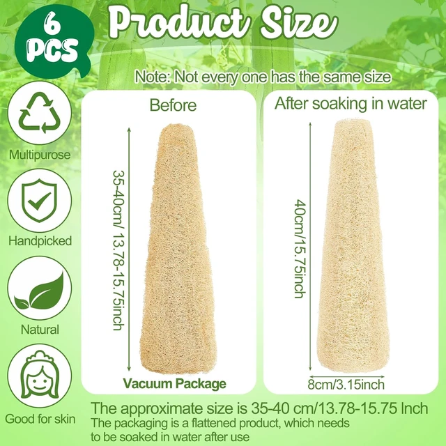 Alt view image 7 of 7 - 6-Pack Natural Loofah Body Scrubber for Men & Women