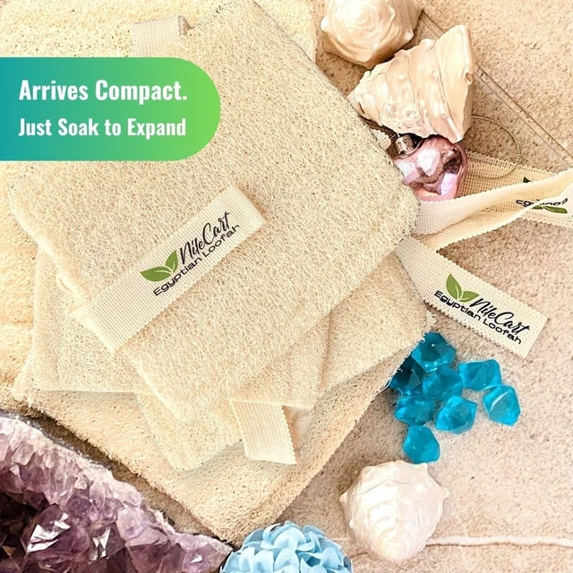 Alt view image 6 of 7 - Egyptian Luffa Body Scrubber Set - Natural Loofah Exfoliating Sponge for Bath & Shower