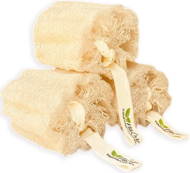 Alt view image 7 of 7 - Egyptian Luffa Body Scrubber Set - Natural Loofah Exfoliating Sponge for Bath & Shower