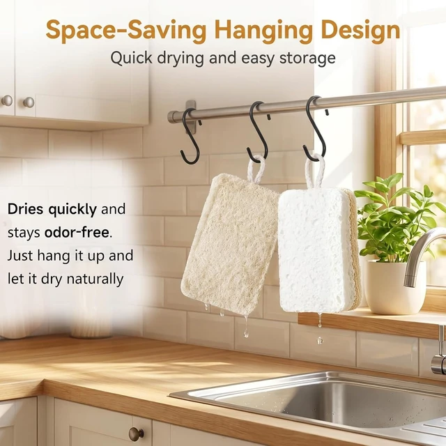 Alt view image 5 of 7 - Dual-Sided Natural Loofah and Cellulose Dish Scrubber