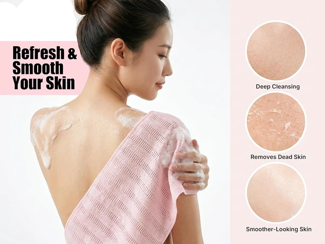 Alt view image 3 of 7 - Long Body Scrub Washcloth for Smooth Skin, Deep Cleansing Exfoliating Bath Towel
