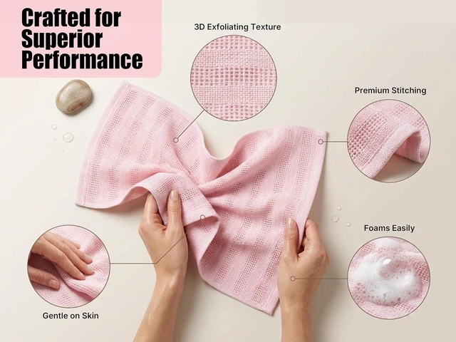 Alt view image 5 of 7 - Long Body Scrub Washcloth for Smooth Skin, Deep Cleansing Exfoliating Bath Towel